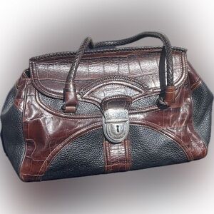 Vintage Brighton leather black and brown printed crocodile leather